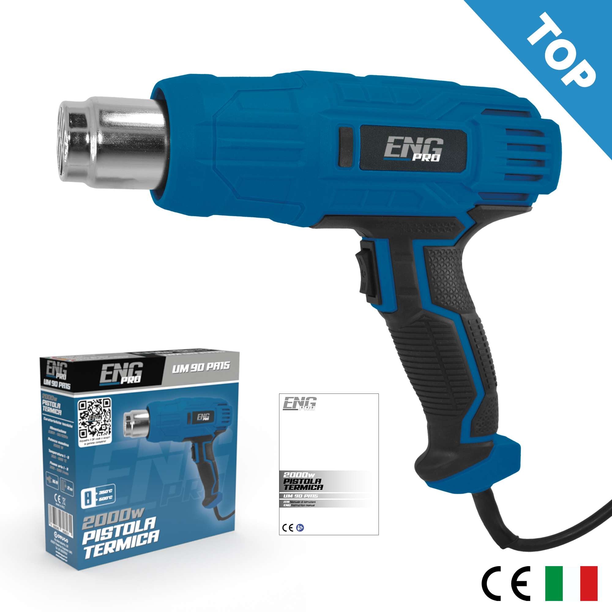 Pistola termica ad aria calda termosoffiatore 230V 600C - ENG PRO UM 90 PA15