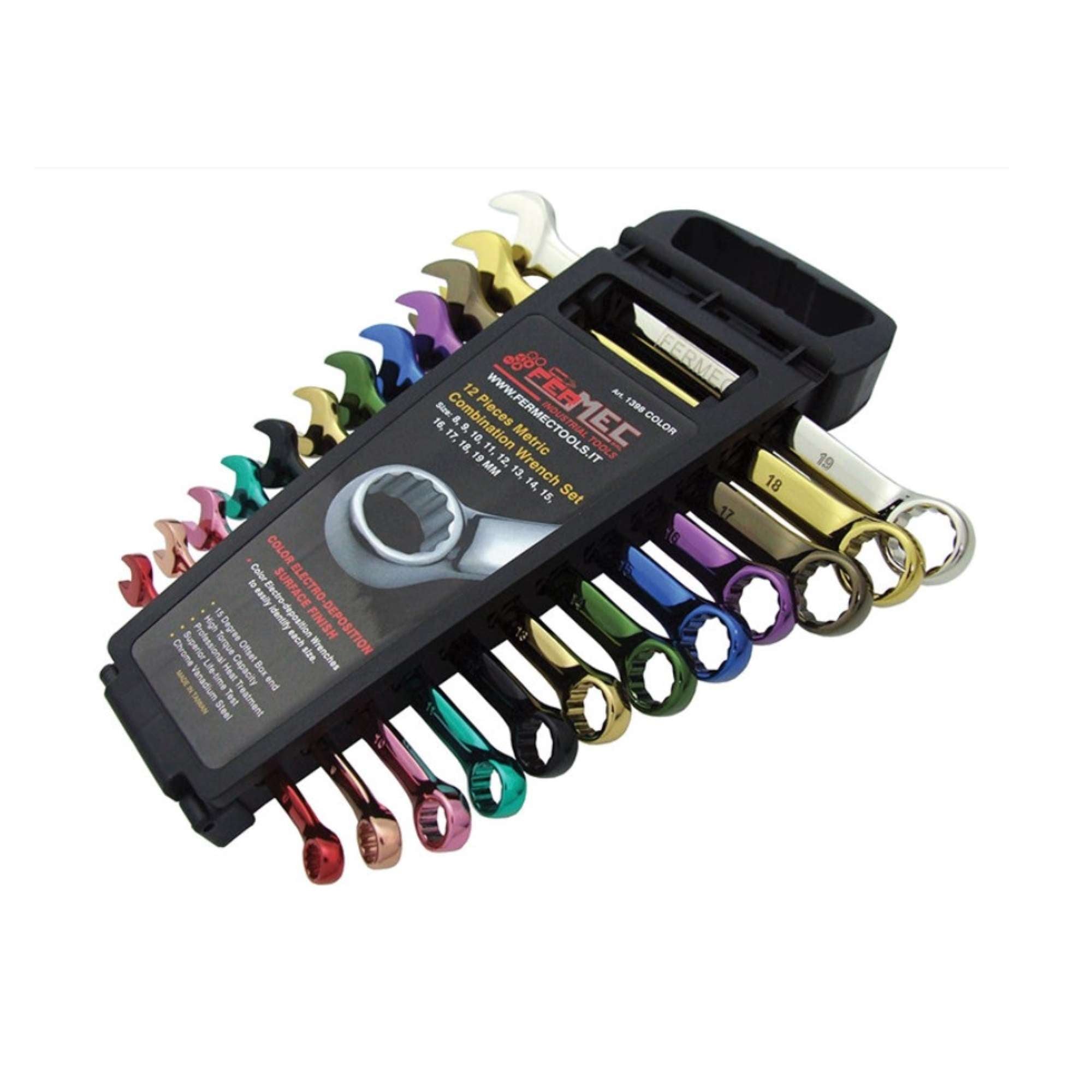 Serie 12 chiavi combinate colorate da 8 a 19mm - Fermec 1398