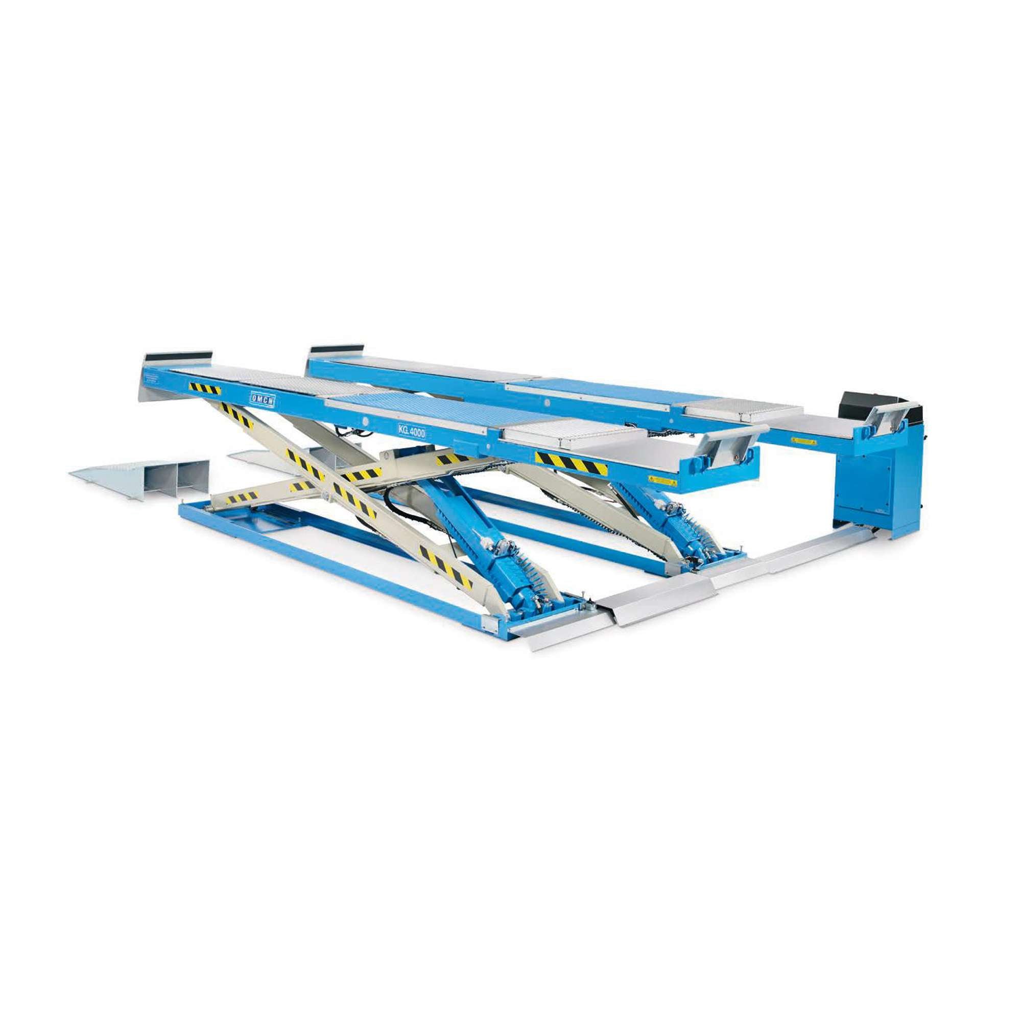 Sollevatore elettroidraulico a forbice portata 4000 kg a scomparsa con lift table per assetto ruote OMCN
