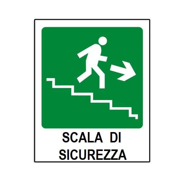 Segnaletica in alluminio SCALA DI EMERGENZA SALITA SCALA SX 200X300mm