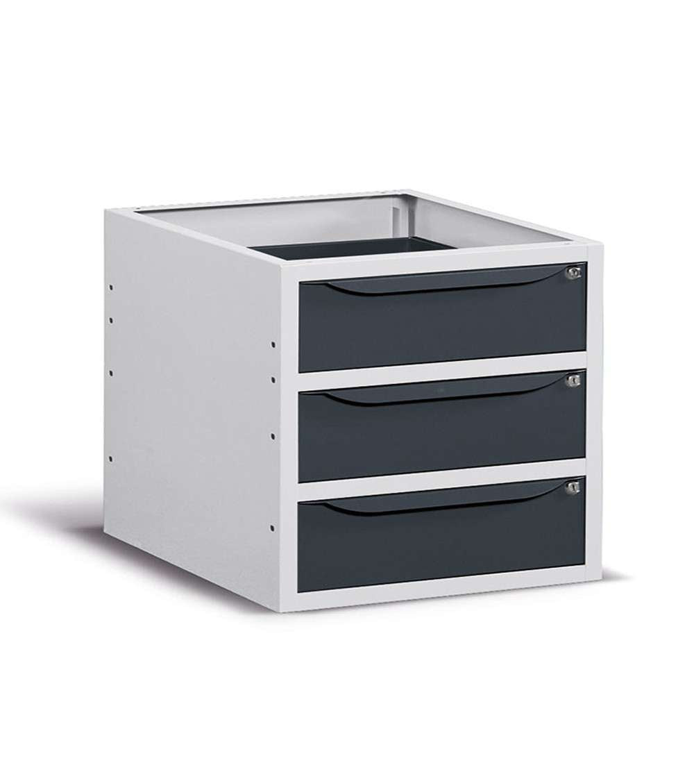 Cassettiera per banco da lavoro 630 X 607 X 570 H - con 3 cassetti portata 25 KG - FAMI FBG03S63C0002PD - Antracite/Grigio