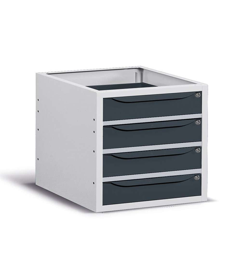 Cassettiera per banco da lavoro 630 X 607 X 570 H - con un cassetto e una porta, portata 25 KG - FAMI - Antracite/Grigio