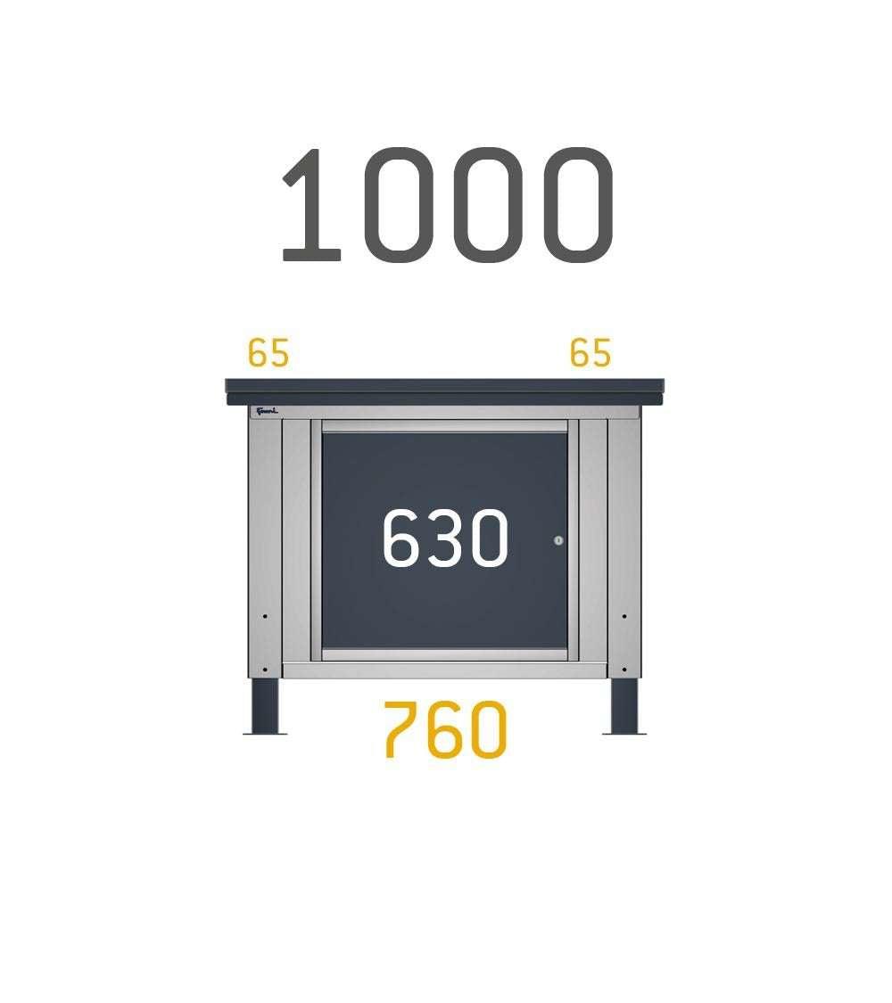 Cassettiera per banco da lavoro 630 X 607 X 570 H - con un cassetto e una porta, portata 25 KG - FAMI - Antracite/Grigio