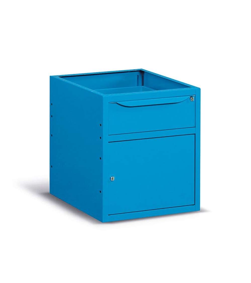 Cassettiera per banco da lavoro 500 X 607 X 570 H - con un cassetto e una porta, portata 25 KG - FAMI FBG03S50C000404 - Blu