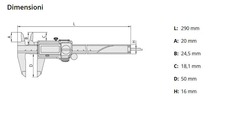 Calibro ABS impermeabile IP67 0-200 mm 500-716-20 - Mitutoyo