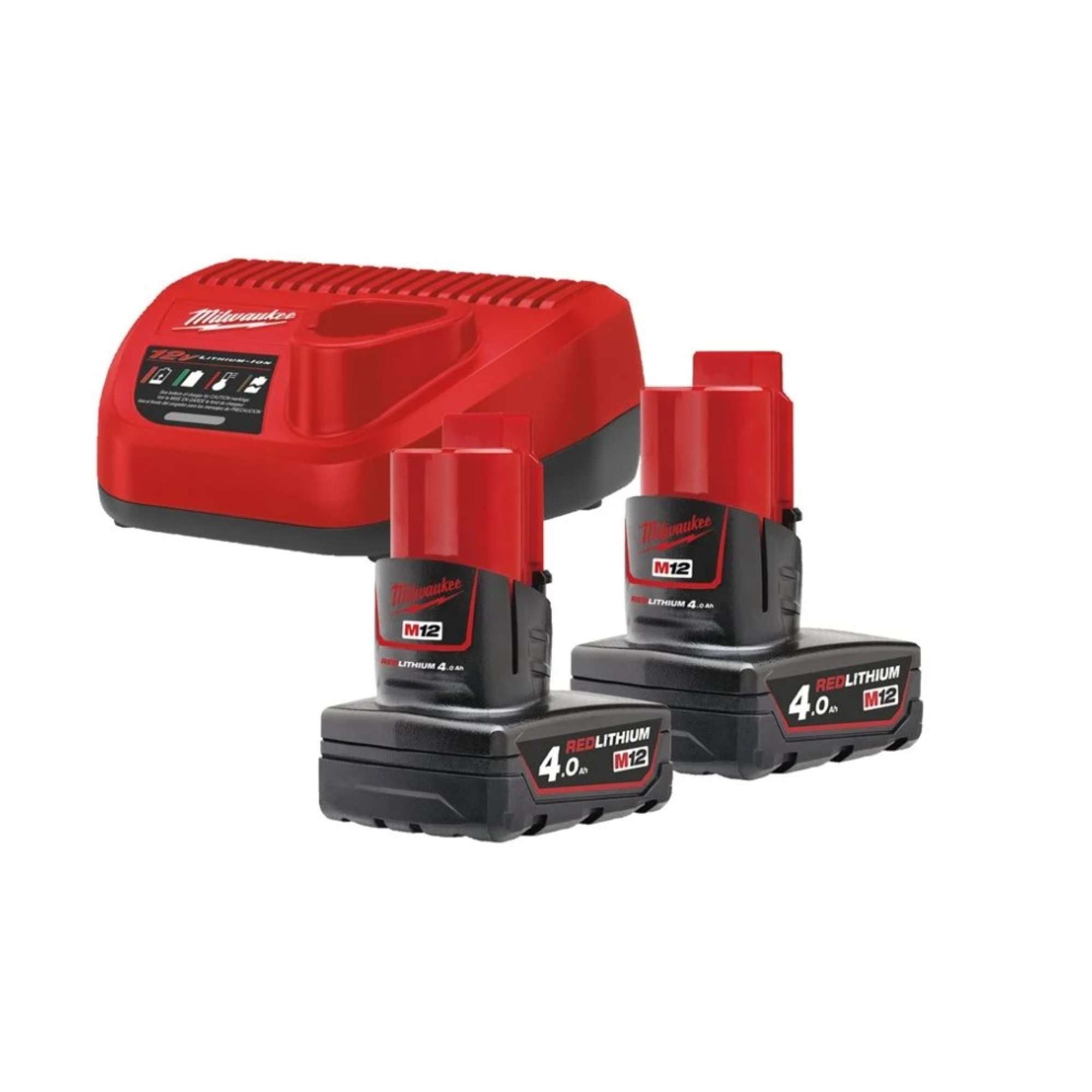 Kit batteria 2 batterie 12V 4.0Ah + caricabatterie + borsa - MILWAUKEE 4933459211