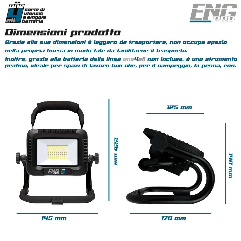 Faretto da lavoro a LED - Linea professionale ONE4ALL 20V ENGPRO 1B20-LLED