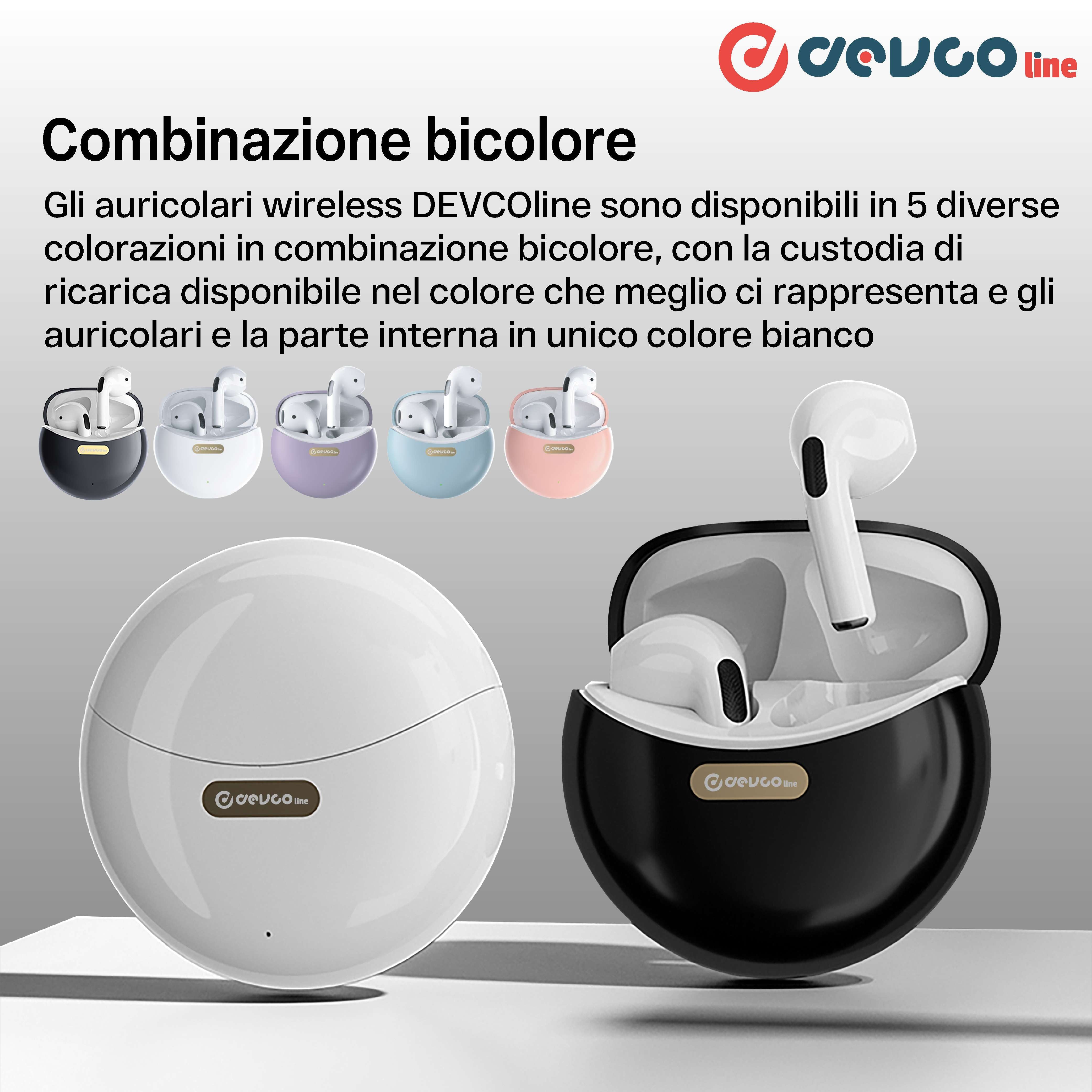 Auricolari Bluetooth 5.1 Wireless Colorati - DEVCOline - AT AU TWS