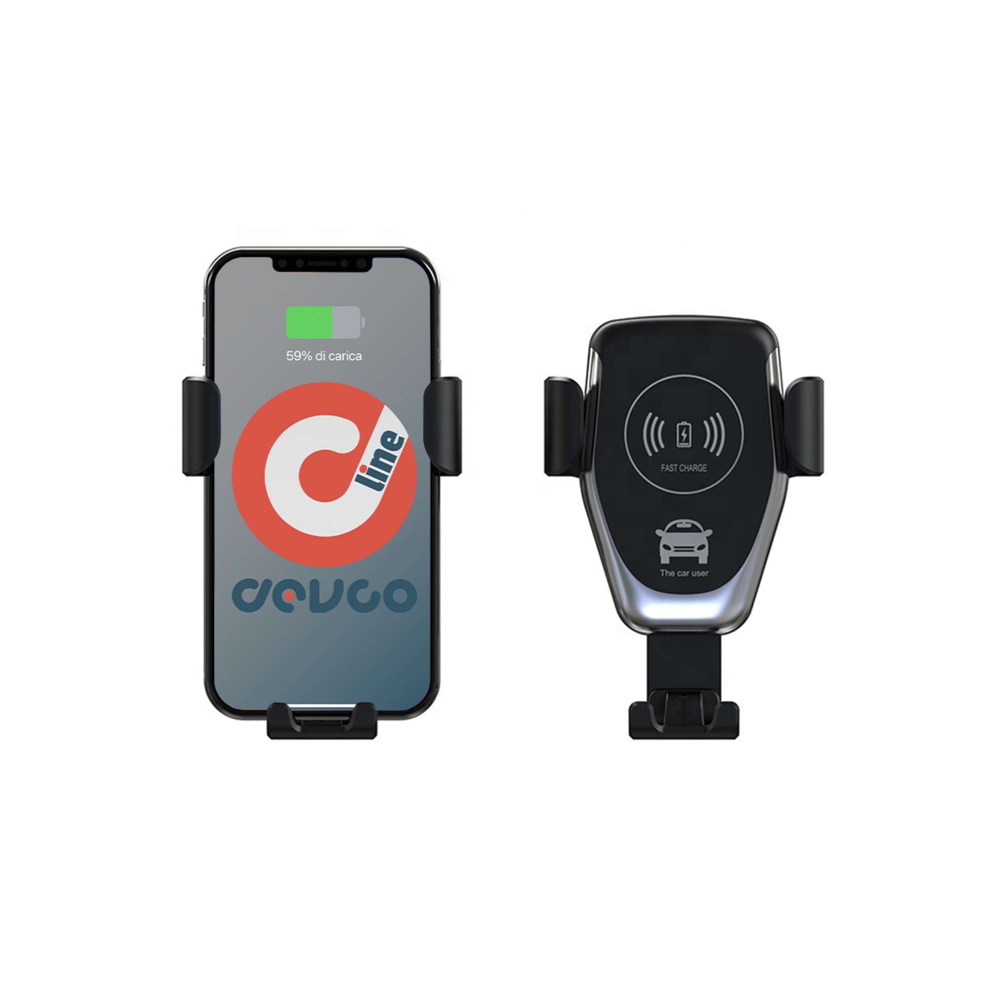 Supporto telefono con carica wireless caricatore per auto - DEVCOline AT CW CAR1